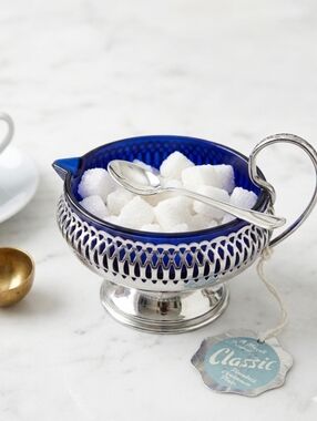 Mayell Classic Cobalt Blue Glass Bowl Stainless Chromium Plated Holder Vintage